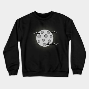 Glowing Moon in the Dark with Clouds (Halftone) Crewneck Sweatshirt